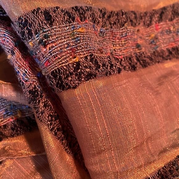 Chico’s 54” x 14” scarf w/ 9” tassels 50% Rayon 40% Nylon striped oblong scarf - Picture 3 of 4